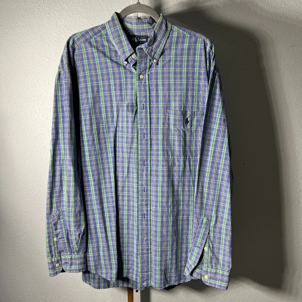 Ralph Lauren Blaire 100% Cotton Purple & Green Long-Sleeve SZ XL